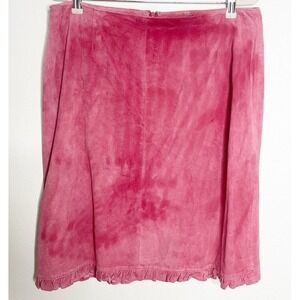 Vintage Carole Little Butter  Soft Leather Suede Pink Skirt Size 16